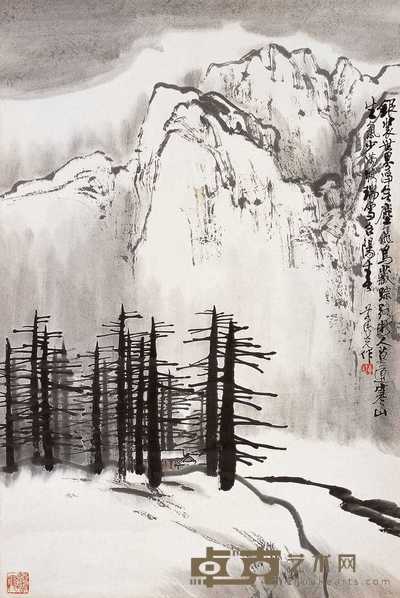 黄纯尧 雪景 立轴 67.4×44.5cm